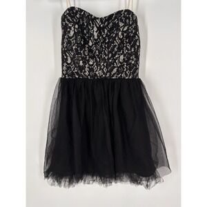VTG  Wet Seal Sz 3 Y2K Strapless Lace Tulle Mini Dress Dance Fairy‎ Grunge Goth